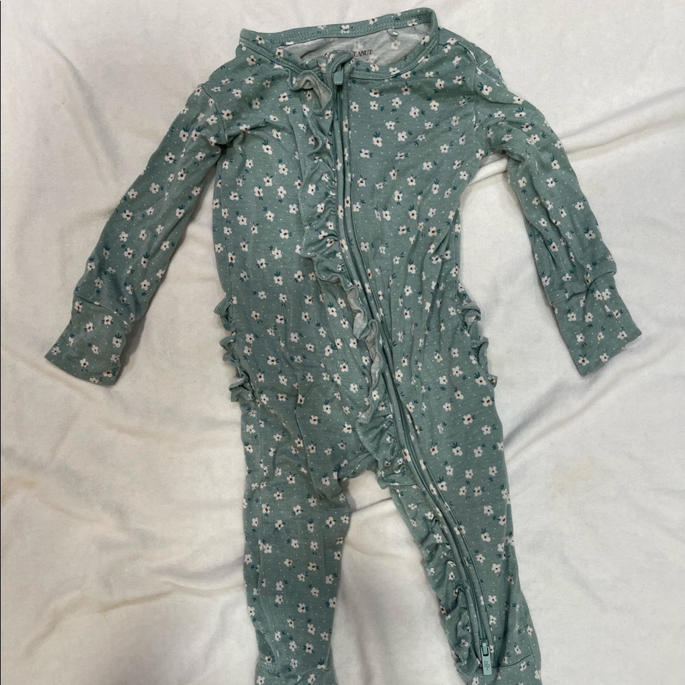 Posh peanut Margarite Footie Ruffled Zippered One piece